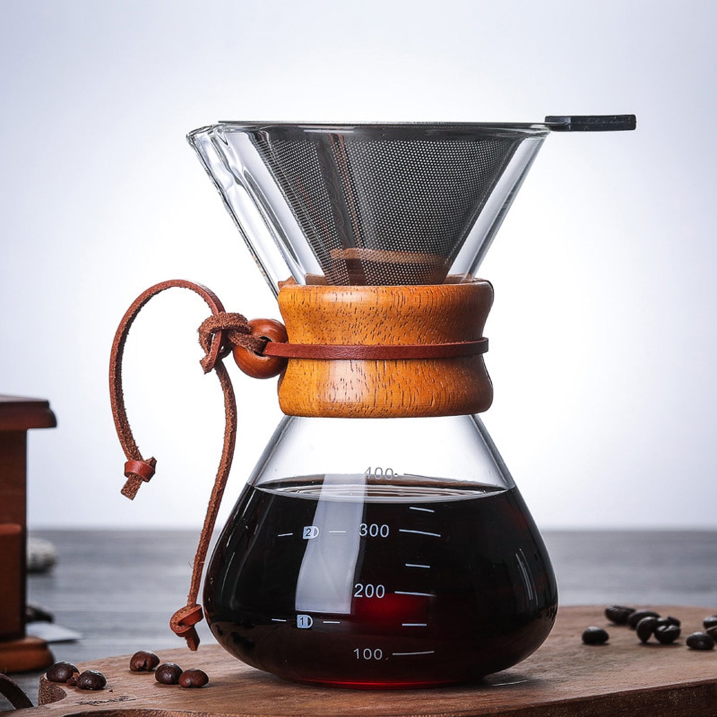 Glass Coffee Kettle with Stainless Steel Filter Drip