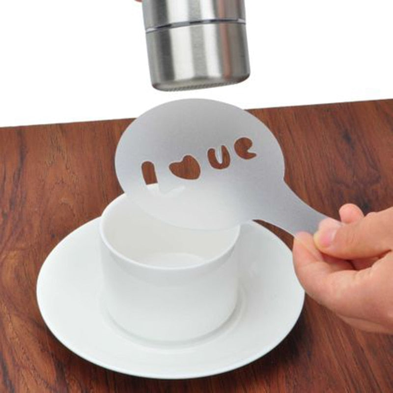 16Pcs Coffee Cake Decoration Cupcake Plastic Stencil