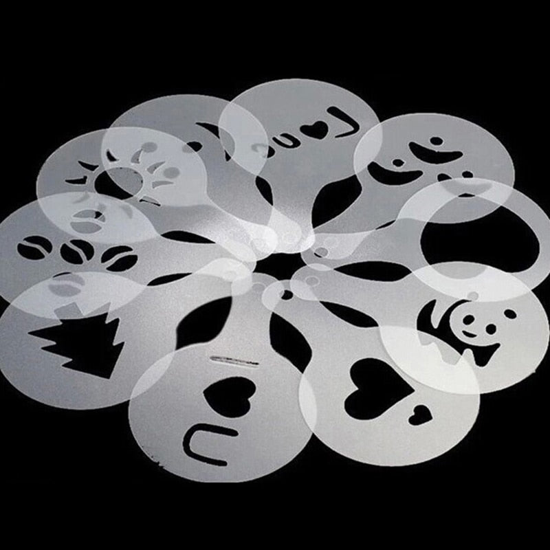 16Pcs Coffee Cake Decoration Cupcake Plastic Stencil